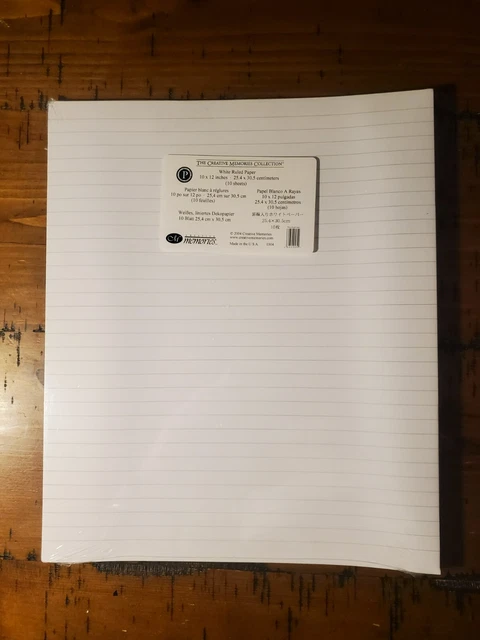 10 hojas de recuerdos creativos de papel reglado blanco 10x12
