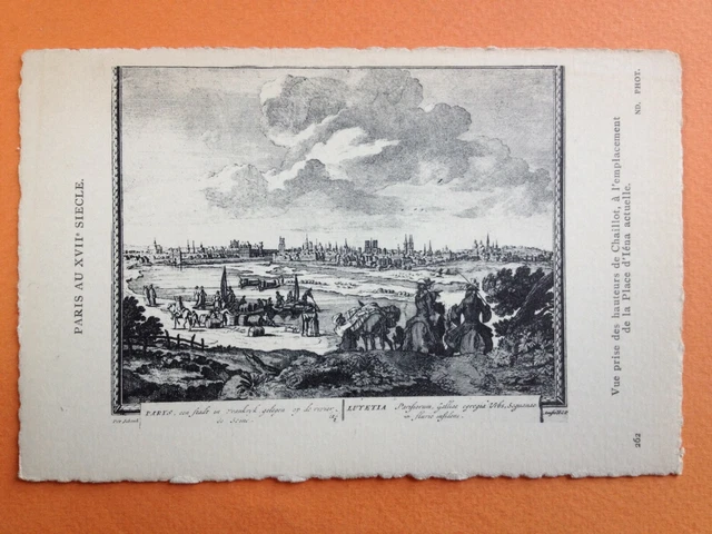 cpa engraving drawing PARIS LUTETIA view taken from the PLACE d'IENA Engraving Drawing