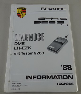 Officina MANUALE PORSCHE 944 S & 928 S 4 diagnosi DME LH-EZK STAND 09/1987 