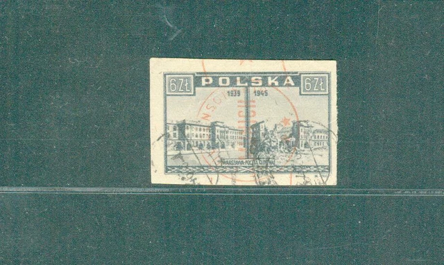 Polen,Mi.Nr.417,geschnitten,ungezähnt,gestempelt,Hauptpostamt,Warschau klagt an