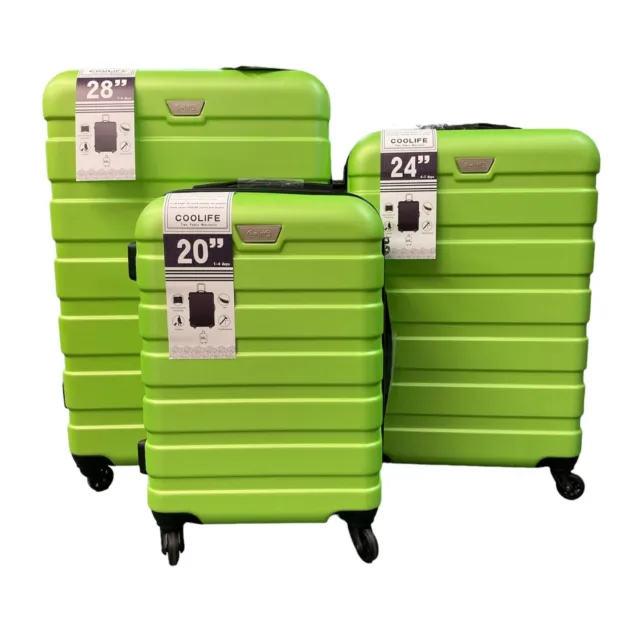Coolife Luggage Suitcase Spinner Hardshell Lightweight TSA Lock 3 Piece Set
