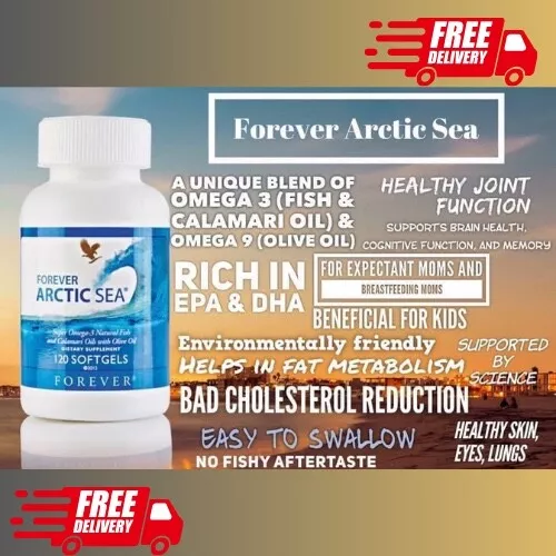 FOREVER ARCTIC SEA Omega 3s 120 Softgels lower Cholesterol HALAL  Exp. 2026