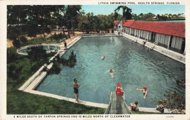 Lithia Swimming Pool Health Springs Florida FL c1930 Vintage Postcard