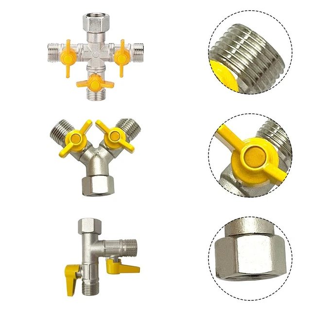 Alto Qualità Valvola Gas Connettore Ottone Massiccio 1.3cm 3-way Adapter