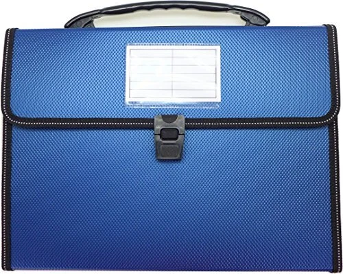Expanding File Folders with Handle, 13 Pockets, Letter Size (Blue)