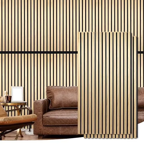 2 Pack Wood Wall Panels, 47.2” x 23.6" Wood Slat Wall 2pcs, 47.2 x 23.6IN Teak