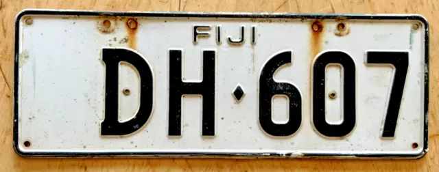 Real Fiji Fijian Auto Passenger License Plate " Dh 607 " South Pacific