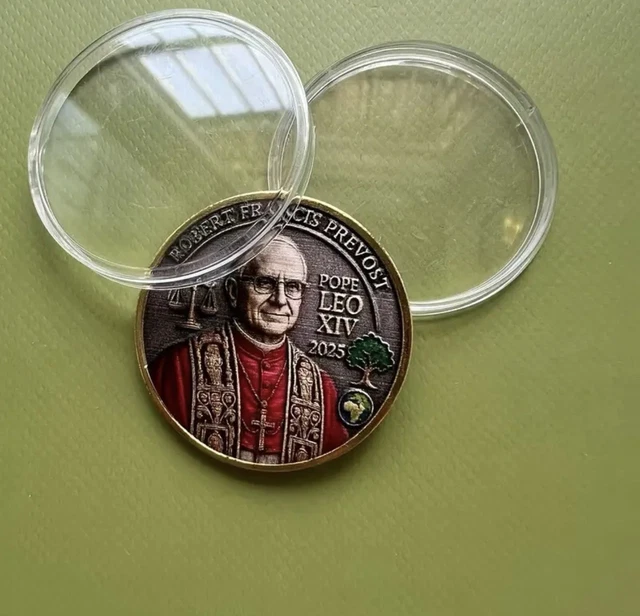 RELIGIOUS COMMEMORATIVE COIN Pope Leo XIV Catholic Souvenir Gift ...