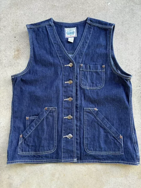 Vintage Rodeo St. John's Bay Vest Jacket Womens L Blue Jean Denim Button Western