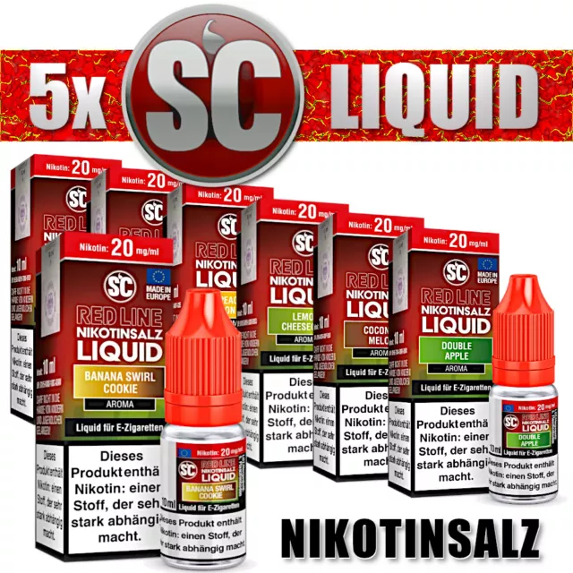 5x 10ml SC RED LINE OVERDOSED Liquid Nikotinsalz Probierbox Nic Salt E-Liquid