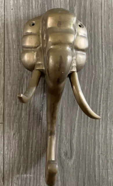 vintage brass elephant head key cloth hanger wall hook