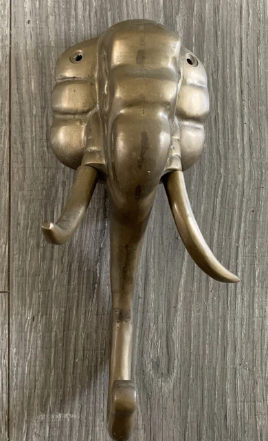 vintage brass elephant head key cloth hanger wall hook