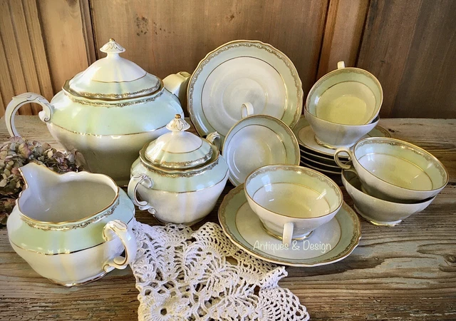 Servizio Da Tè In Bone China Bianco Crema - Teiera 1,5L, 6 Tazze, 6 Piattini E Fornello - Elegante E Lavabile In Lavastoviglie