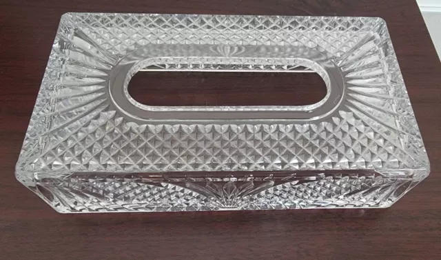Elegant Hollywood Regency Style Clear LEAD CRYSTAL Rectangle Tissue Box Cover