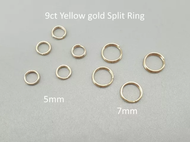 9Ct Yellow Gold Split Ring 5mm 7mm 9K Solid Gold Charm Safety Attach Link 1pc