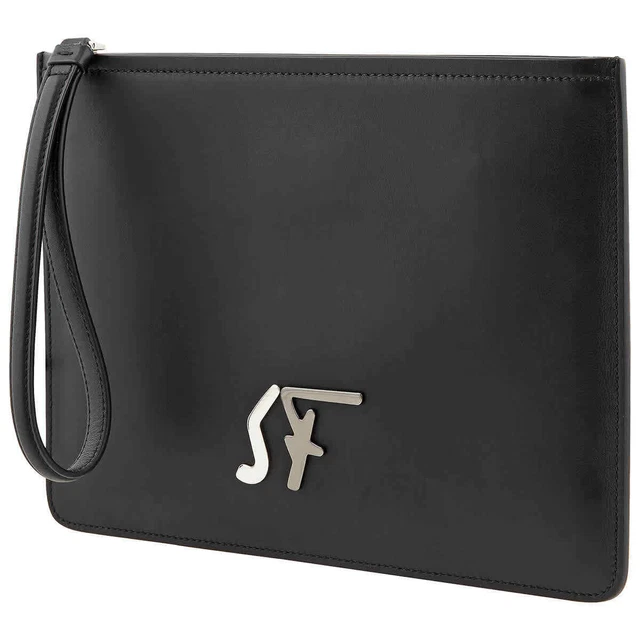 Salvatore Ferragamo Men's Black Logo Clutch Bag 723802