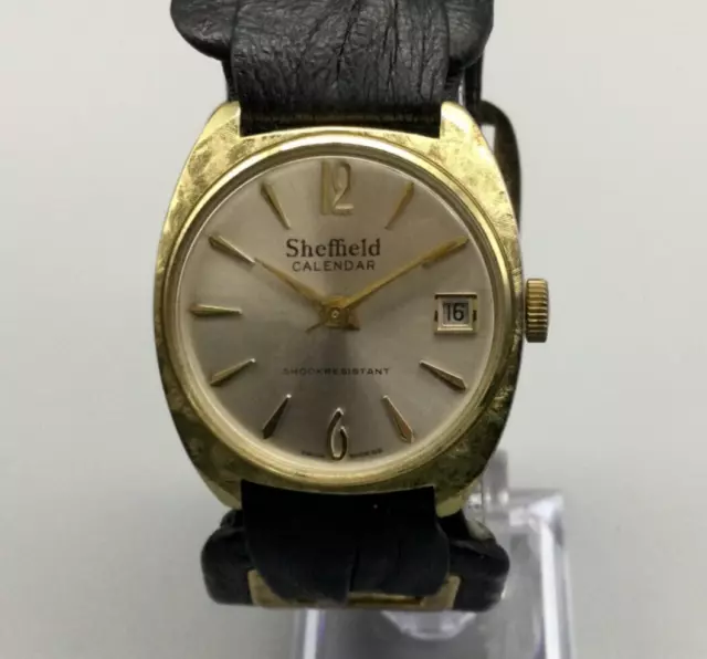 VINTAGE SHEFFIELD CALENDAR Watch Women Gold Tone Date For Parts or