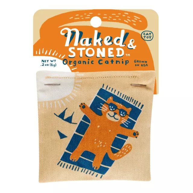 BlueQ Naked And Stoned Catnip Toy | Premium Organic Catnip | Illustrated Cotton