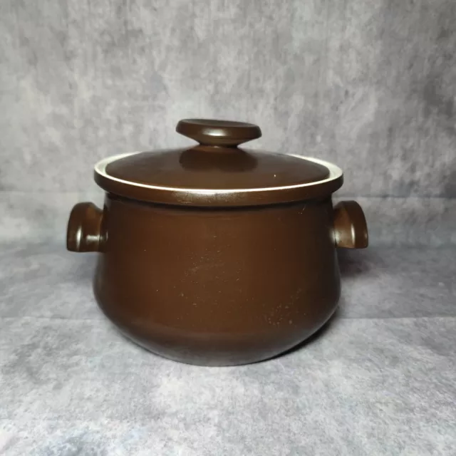 Brown Crock Pot Oven Proof Stone Ware H 13.5cm (without lid) W 20cm
