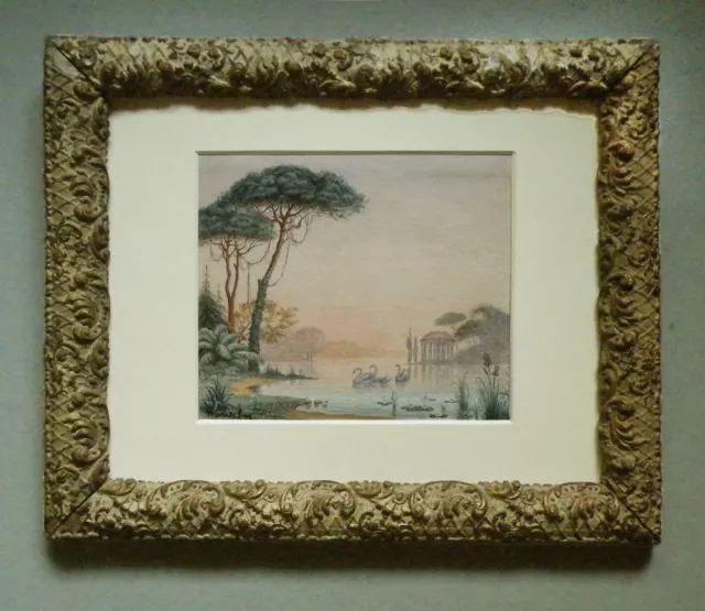 Vintage Framed Watercolour Of The Bois de Vincennes. Signed  'Martin de Luzy'.