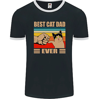 Best Cat Dad Ever Funny Fathers Day Mens Ringer T-Shirt FotL
