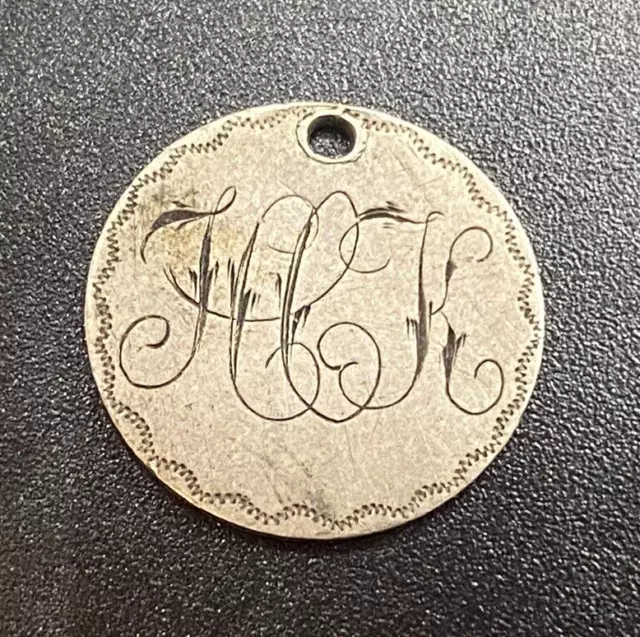 United Kingdom C. 1900 Love Token Initials Engraved on Silver Victorian 3 Pence