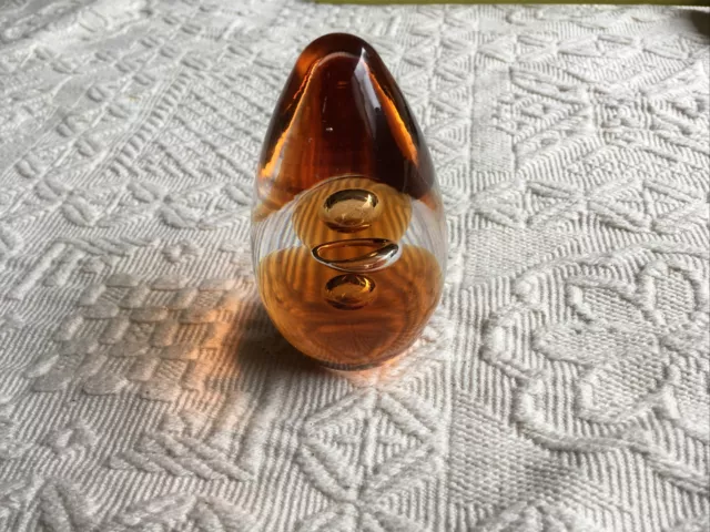 Vintage Amber Teardrop Wedgewood Glass Paperweight