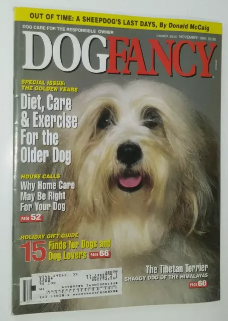 Dog Fancy Tibetan Terrier Cover + Sheep Article by Donald McCraig Nov. 1993