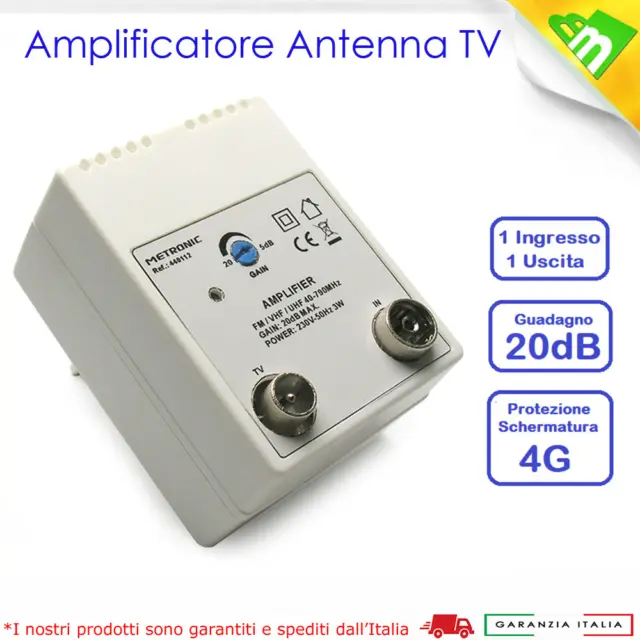 Metronic Amplificatore Antenna TV Digitale Terrestre Segnale Interno UHF 440112