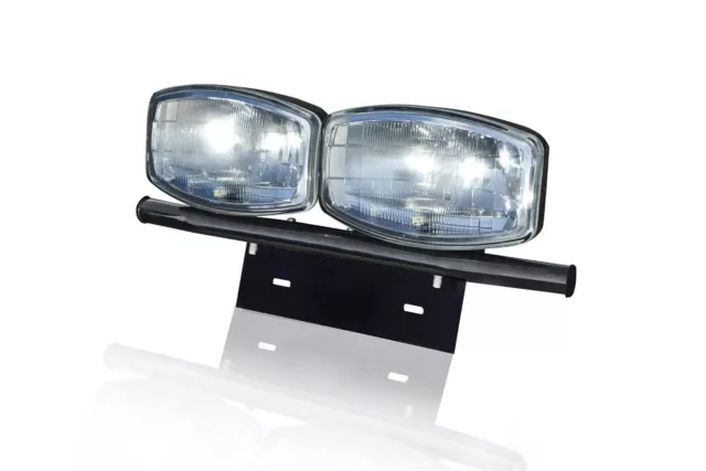 Number Plate Light Bar + Jumbo Spot Lamps x2 To Fit Iveco Daily Pre 2014 - BLACK