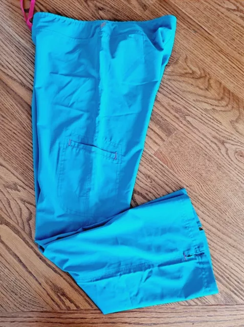 Smitten Scrub Cargo Pants Women's Size PXS Teal Stretch