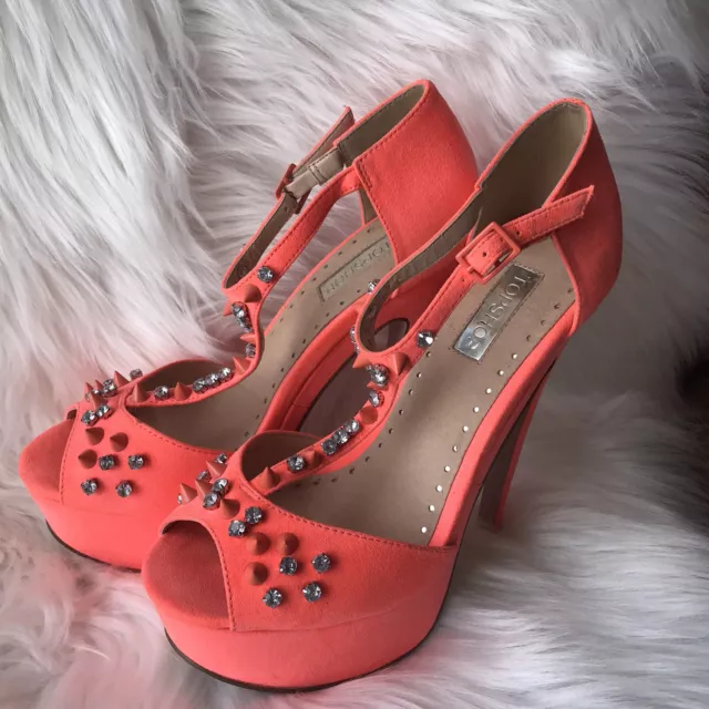 Silicon Leather Kitten Heels Coral