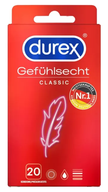 Preservativi Durex Classic Profilattici Scatola da 20 Lubrificati Regolari