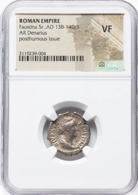 Roman Empire Faustina Sr. AD 138-140/1 AR Denarius NGC VF