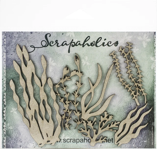 Chipboard de corte láser Scrapaholics follaje marino de 1,8 mm de espesor 2, 5/paquete, 1""-4"" -S49248