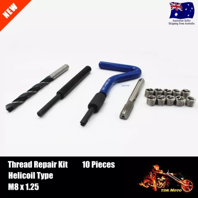 Helicoil Type Thread Repair Wire Insert Kit  M8 X 1.25, 10 Piece , Workshop Tool