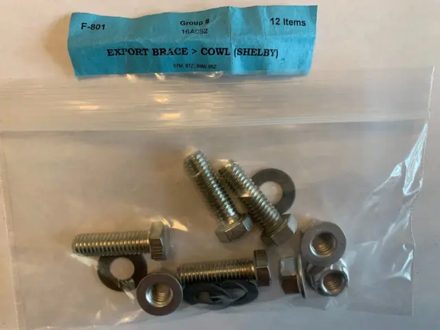 1967 -68  Mustang Export Brace Mounting Bolts set ,  AMK