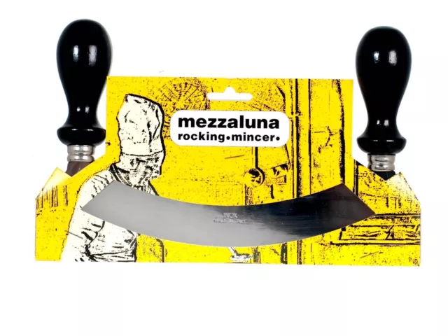 Mezzaluna in acciaio inox con manico in legno nero