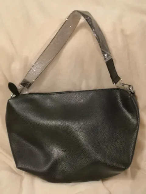 'NEW' Imoshion vegan leather BLACK medium purse handbag short reversible strap