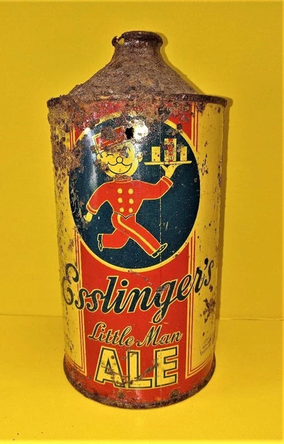 Off grade Esslinger's Ale Quart Cone Top PA Beer Can.