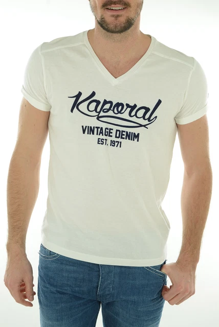 T-shirt Kaporal Manches Courtes Homme - Modèle KOI Bleu, Tailles S à XXL - Neuf Avec étiquettes