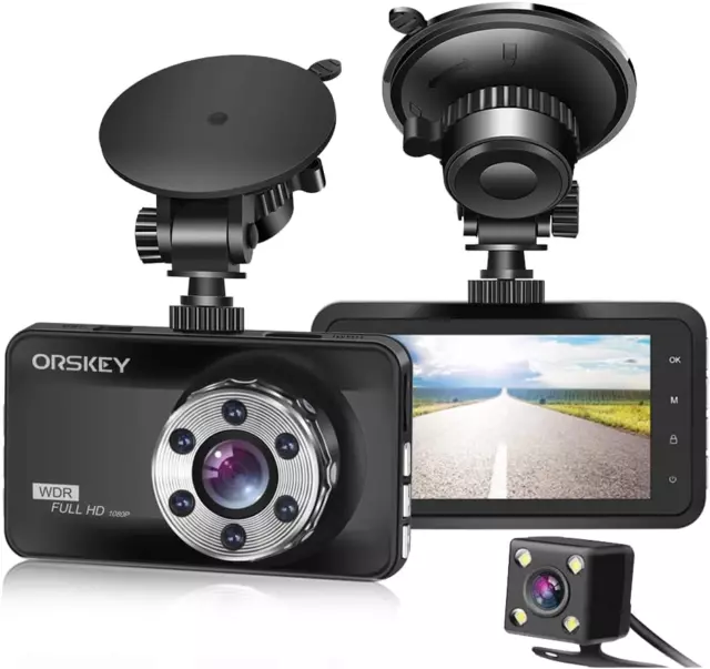 ORSKEY Dash Cam Telecamera per Auto 1080P Full HD Dashcam Doppia Videocamera Aut