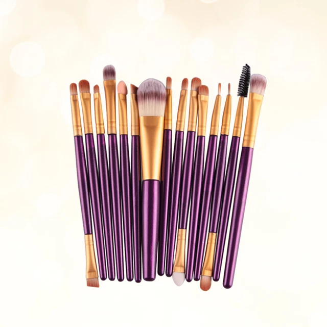 15pcs Plastic Handle Nylon Bristles Makeup Brush Cosmetics Powder Blush Brush