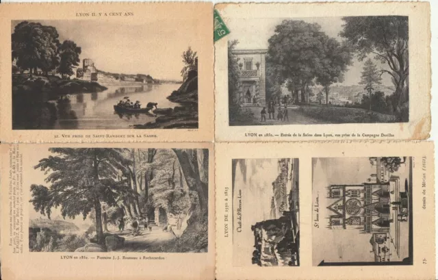 Lot de 4 cartes postales anciennes old postcards LYON VIEUX LYON ANCIEN