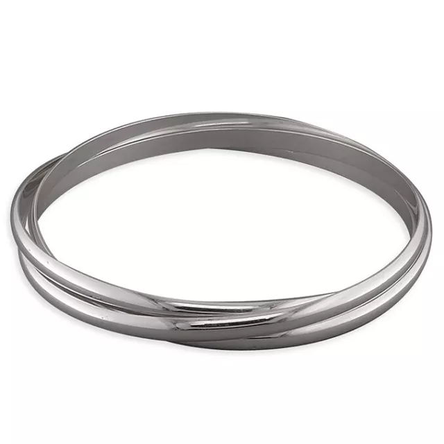 Sterling Silver Heavy Triple Russian Bangle Full Hallmark 33 Grams