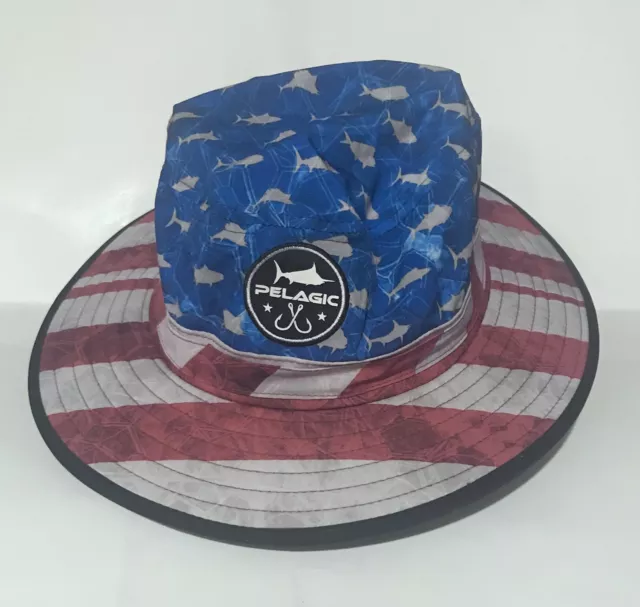 Pelagic Bucket Hat American Flag High Performance Fishing Gear #109605 One Size