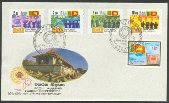 Stamp FDC 50 years of Sri Lanka Independence, Ceylon
