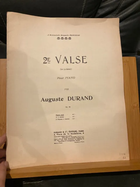 Auguste Durand Deuxième Valse pour piano partition éditions Durand