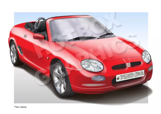MGF or MGTF PRINT - PERSONALISED ILLUSTRATION OF YOUR CAR 2
