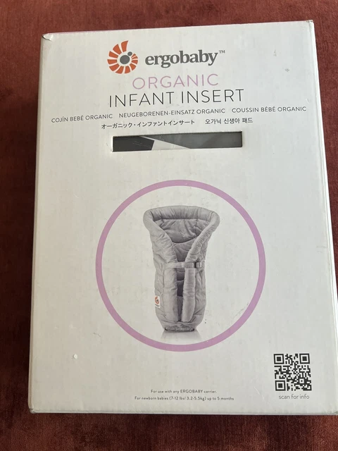 Ergobaby Ergo Baby 100% Organic Cotton Infant Insert for Carrier In Box Silver
